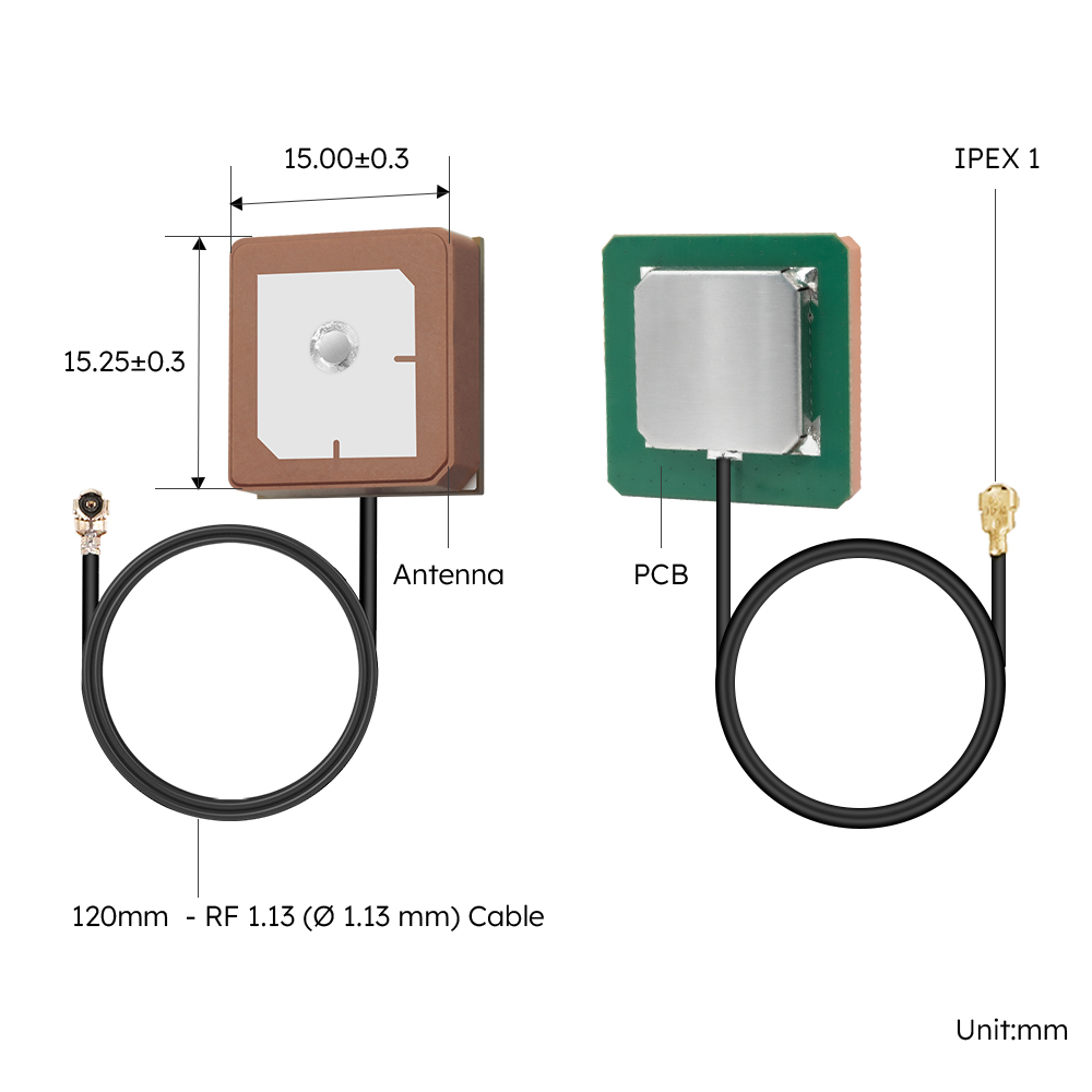 AIGC054-Circularly-Polarized-Active-Ceramic-Patch-Antenna-GPS-L1GALILEO-E1-BEIDOU-B1C-Size