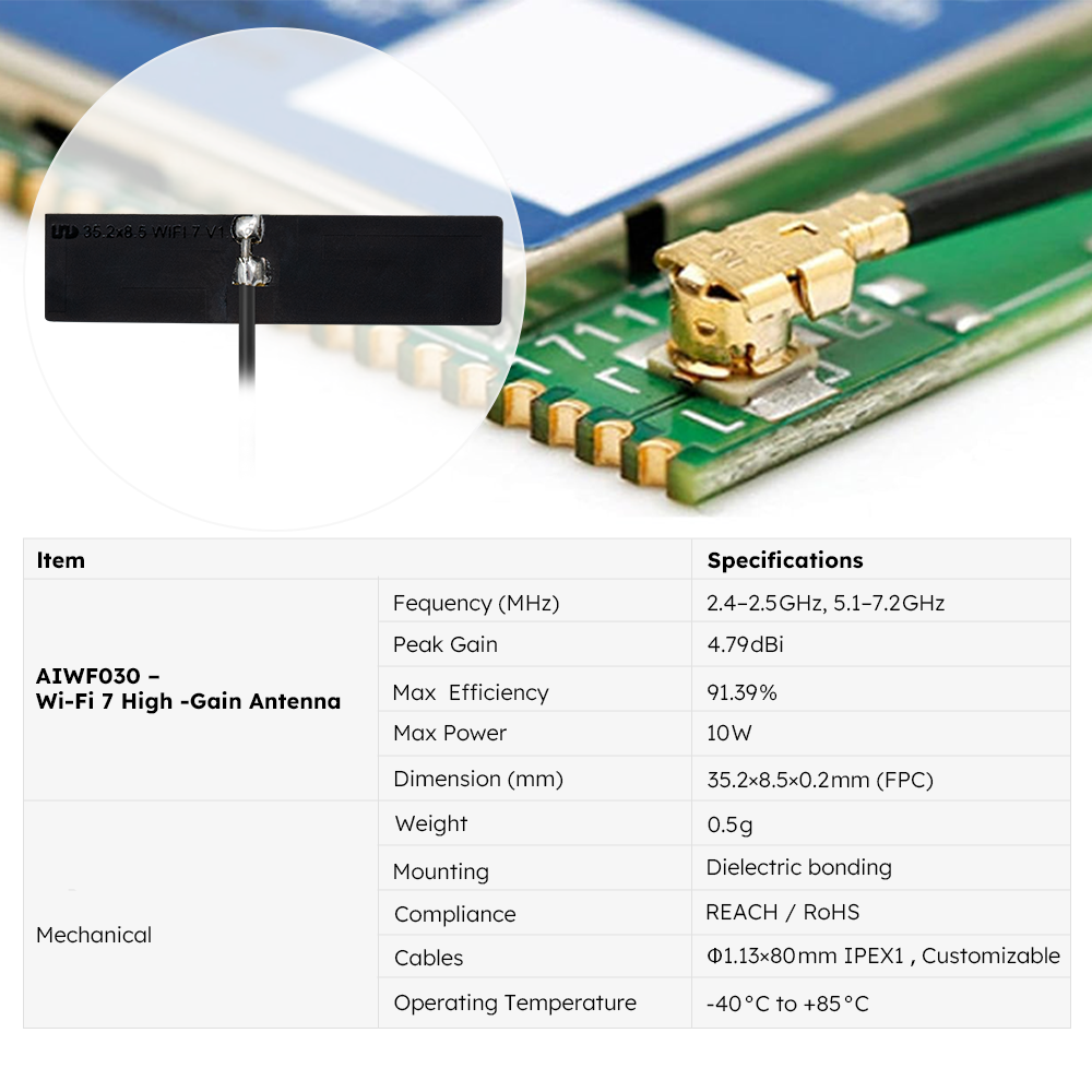AIWF030 Wi-Fi 7 antenna dimension drawing 35.2x8.5mm-ABOOSTY