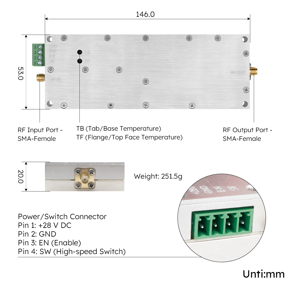 AEHN001 RF Amplifier Ports SMA and N-Type Female