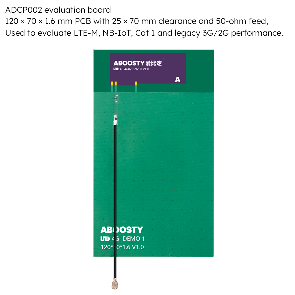 ADCP002 evaluation board 120 × 70 × 1.6 mm for LTE-M and NB-IoT testing
