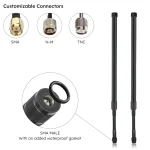 AECH001 Dual-band 698–960/1710–2690 MHz 4G fiberglass antenna with 360-degree flexible gooseneck section, showing bendable shaft for easy angle adjustment and optimal signal alignment