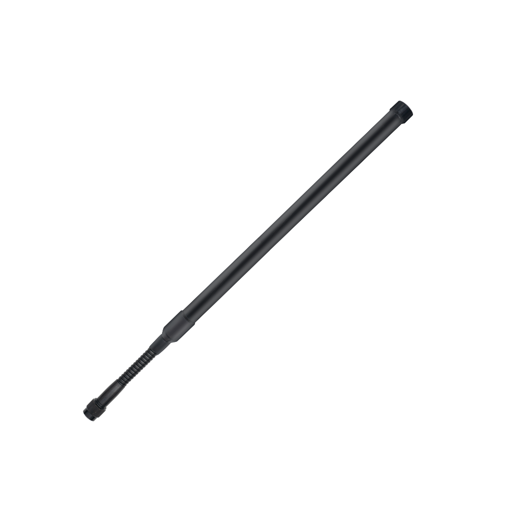 AECH001 4G LTE omnidirectional gooseneck fiberglass whip antenna, 698–960 and 1710–2690 MHz dual-band, IP67 outdoor design with SMA male connector