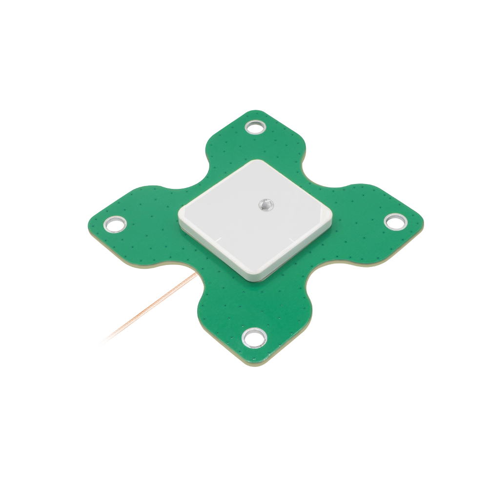 AIGC059 active GNSS L1 ceramic patch antenna modules with 35x35x4mm patch on 75x75mm board and SMA cable